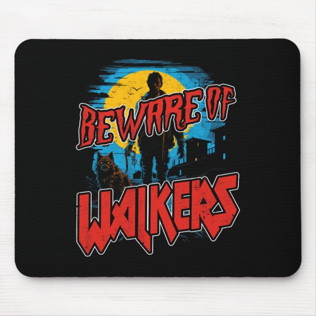 Beware Of Walkers Scary Zombie Dog Walker Horror H Mouse Mat (Front)