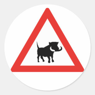 Beware of Warthogs, Traffic Sign, South Africa Classic Round Sticker