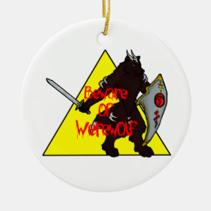 Beware of werewolf ceramic tree decoration