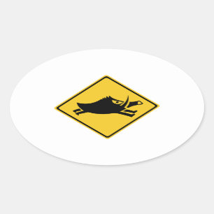 Beware of Wild Boars, Traffic Sign, Japan Oval Sticker