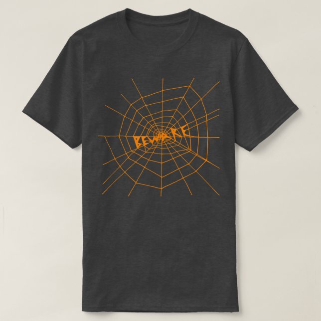 Beware Spider Web T-shirt - Hand Drawn - Halloween (Design Front)