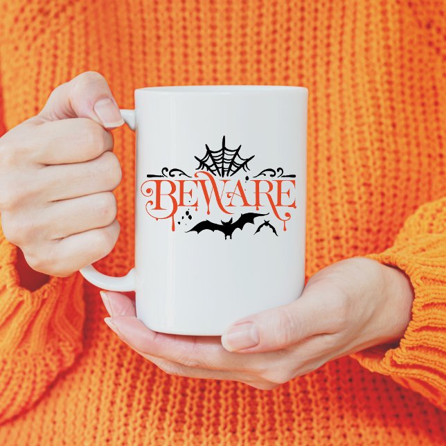 Beware Spooky Modern Halloween Mug (Creator Uploaded)