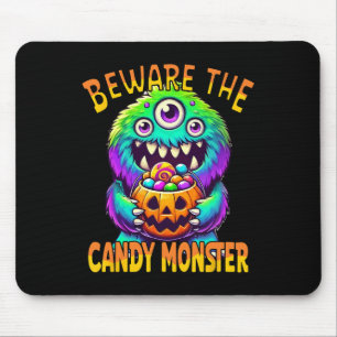 Beware The Candy Monster' Cute Halloween Monster Mouse Mat