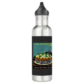 Beware the Chives of Starch – Funny Foodie Cartoon 710 Ml Water Bottle