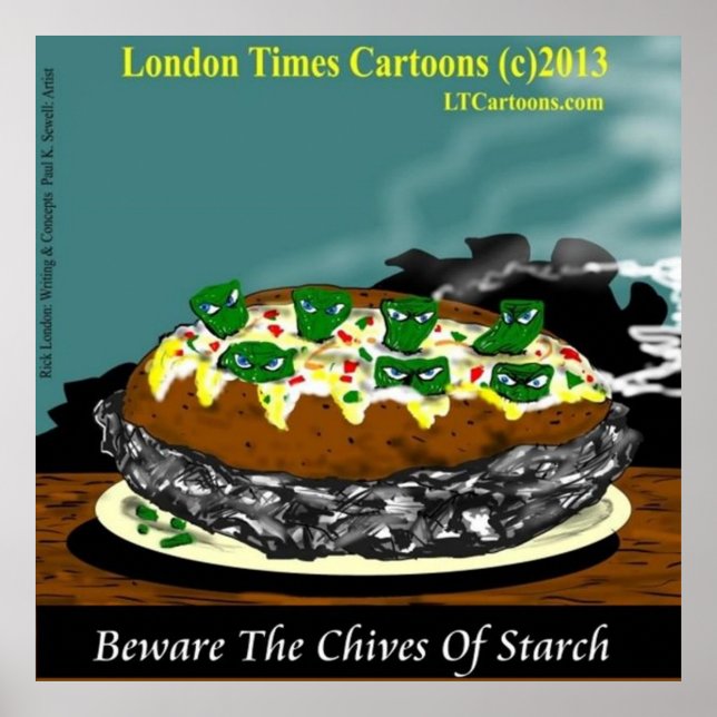 Beware the Chives of Starch – Funny Foodie Cartoon Poster (Front)