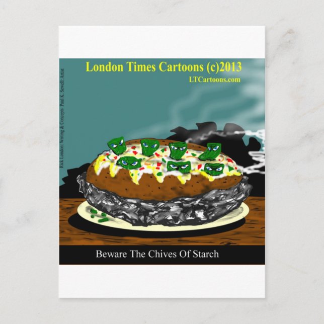 Beware The Chives Of Starch Funny Potato Postcard (Front)