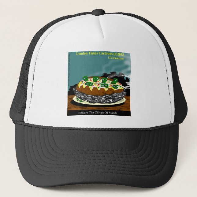 Beware The Chives Of Starch Funny Potato Trucker Hat (Front)