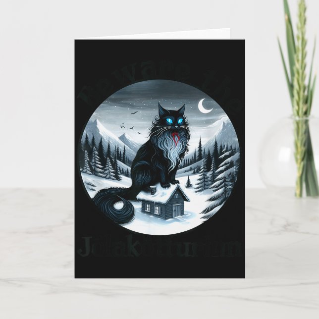 Beware The Jolakotturinn Yule Cat Icelandic Christ Card (Front)