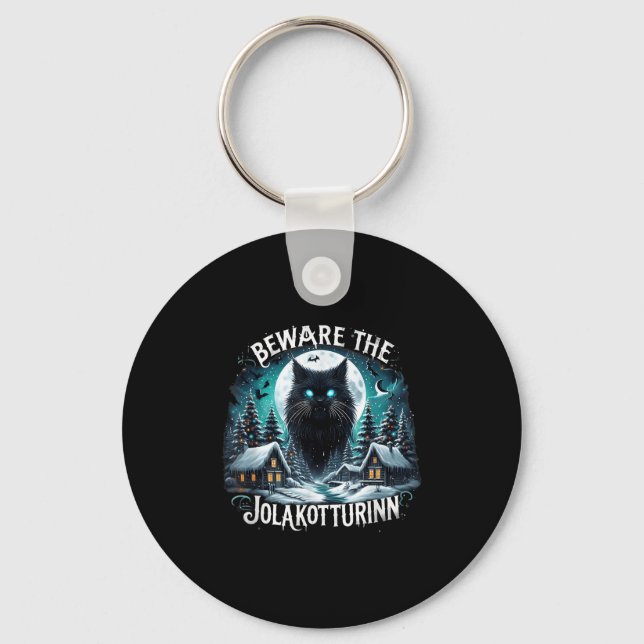 Beware The Jolakotturinn Yule Cat Icelandic Christ Key Ring (Front)