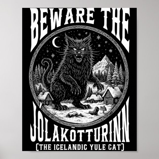 Beware The Jolakotturinn Yule Cat Icelandic Christ Poster (Front)