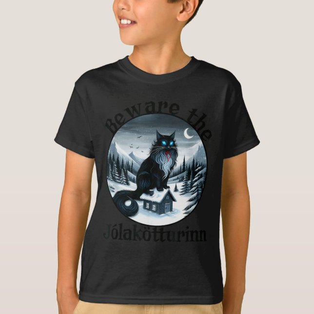 Beware The Jolakotturinn Yule Cat Icelandic Christ T-Shirt (Front)