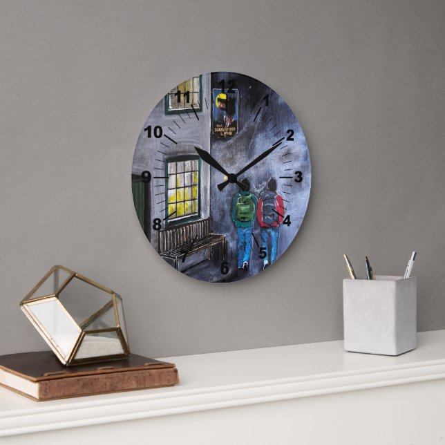 Beware the Moon Painting by Alfred Fox Large Clock (Office)