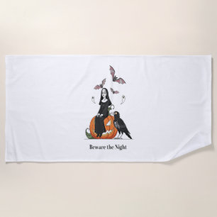 Beware the Night Spooky Nun Beach Towel