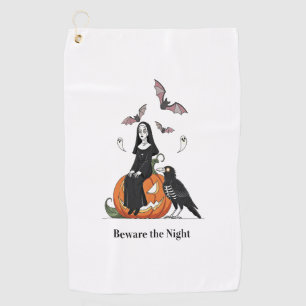 Beware the Night Spooky Nun Golf Towel