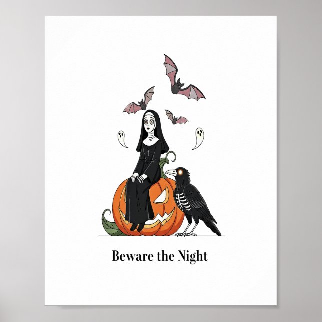 Beware the Night Spooky Nun Poster (Front)