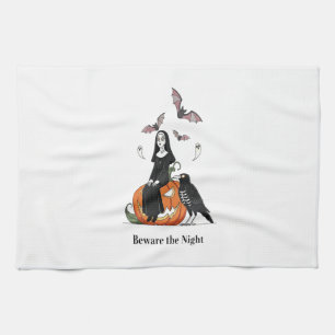 Beware the Night Spooky Nun Tea Towel