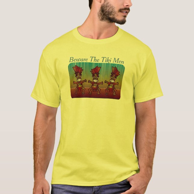 Beware The Tiki Men Funny Tropical Island Luau T-Shirt (Front)