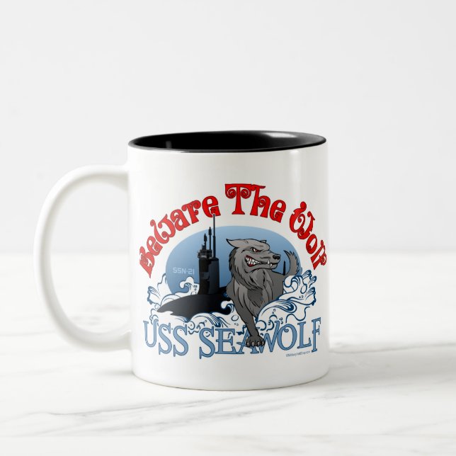Beware The Wolf! USS Seawolf Two-Tone Coffee Mug (Left)