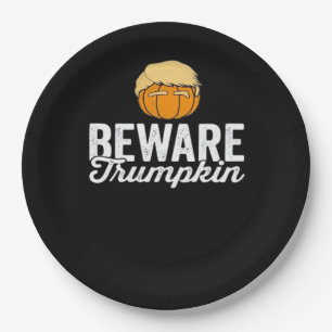 Beware Trumpkin Funny Political Halloween Paper Plate
