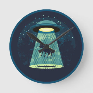 Beware UFO Round Clock
