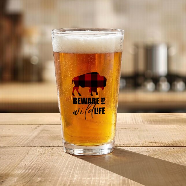 Beware Wild Life Buffalo Plaid ID669 Glass (Creator Uploaded)