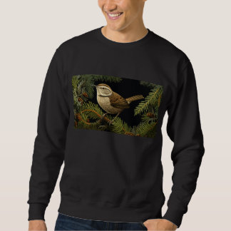 Bewick’s wren on fir branches sweatshirt