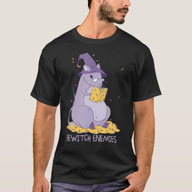 Bewitch Enemies   Magic Pet Rat Witch Saying Witch T-Shirt (Front)