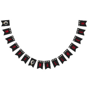 Bewitched Wicked Witch Flying on Full Moon Bunting