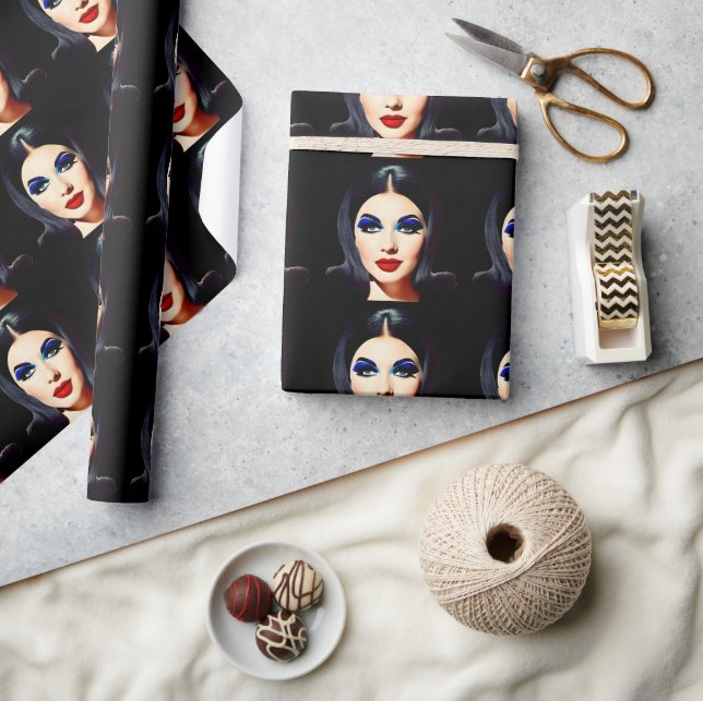 Bewitching 1960s Woman with Black Hair  Wrapping Paper (Crafts)
