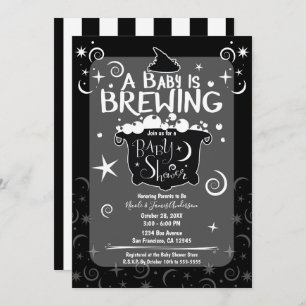 Bewitching Brewing Cauldron Halloween Baby Shower Invitation