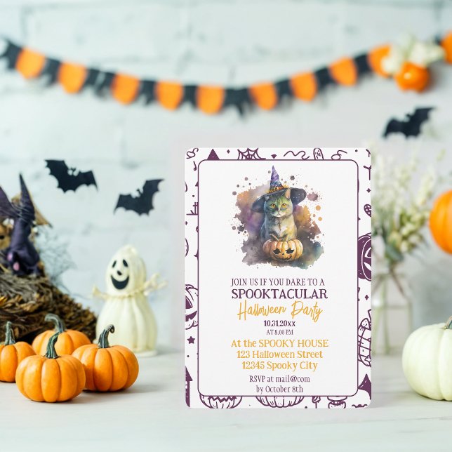 Bewitching Cat Halloween Party Invitation (Creator Uploaded)