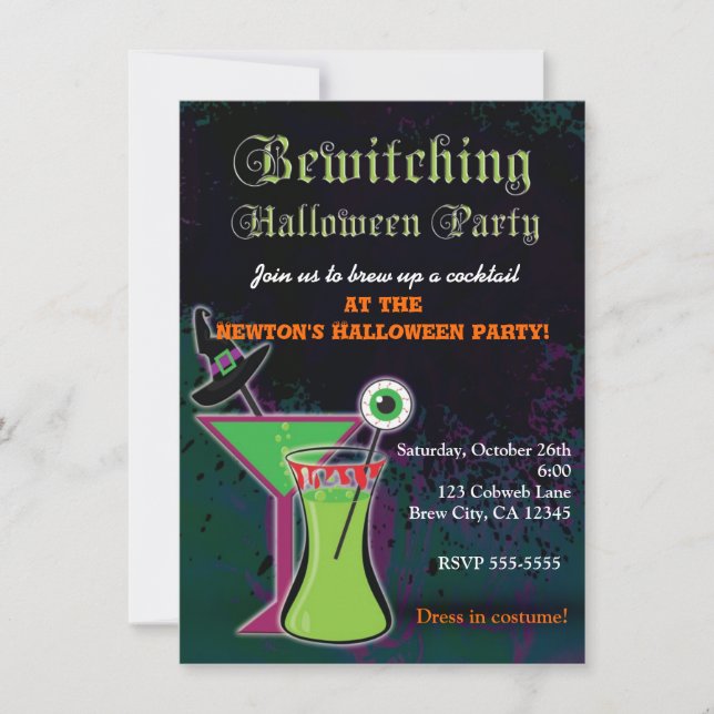 Bewitching Cocktails Halloween Party Invitation (Front)