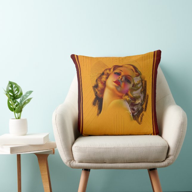 Bewitching Eyes Art Deco Portrait by Zoe Mozert Cushion (Chair)