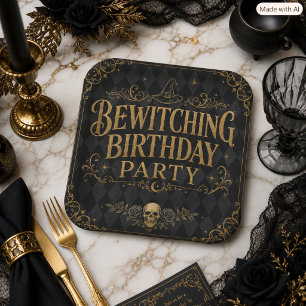 Bewitching Halloween Birthday Party Gothic Paper Plate