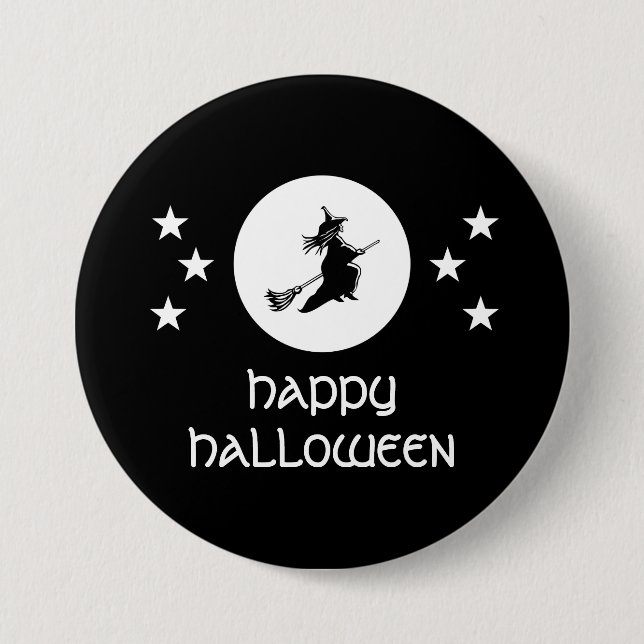 Bewitching Halloween Button, Black 7.5 Cm Round Badge (Front)