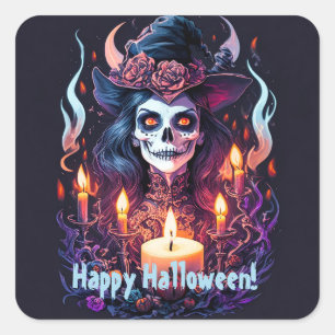Bewitching Halloween Deligh Happy Halloween Square Sticker