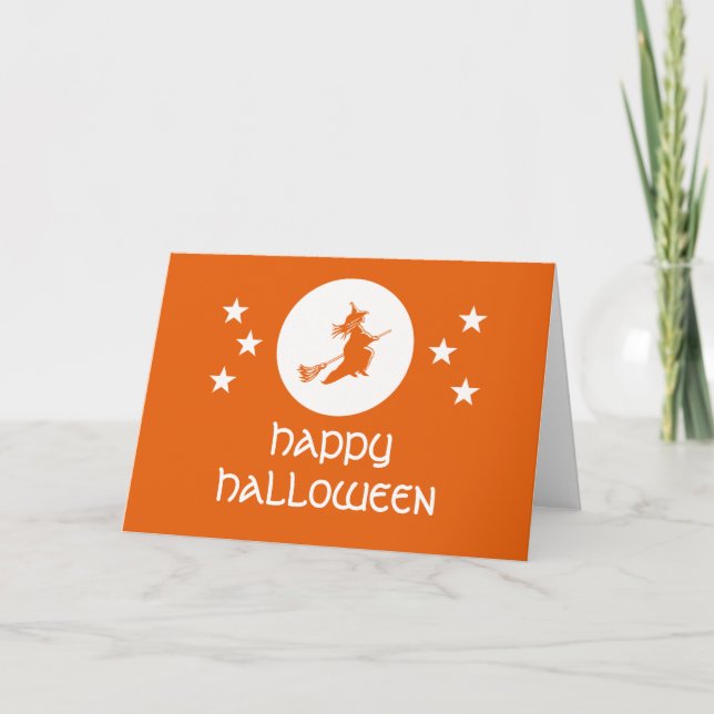 Bewitching Halloween Greeting Card, Orange Card (Front)