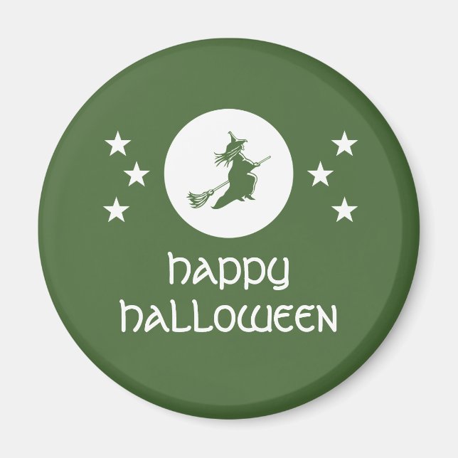 Bewitching Halloween Magnet, Green Magnet (Front)