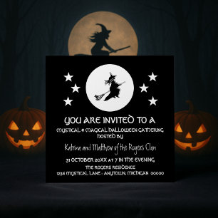 Bewitching Halloween Party Invite, Black and White Invitation