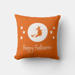 Bewitching Halloween Pillow, Orange Cushion