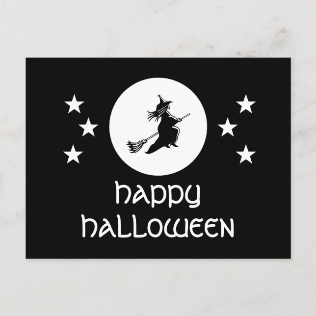Bewitching Halloween Postcard, Black Postcard (Front)