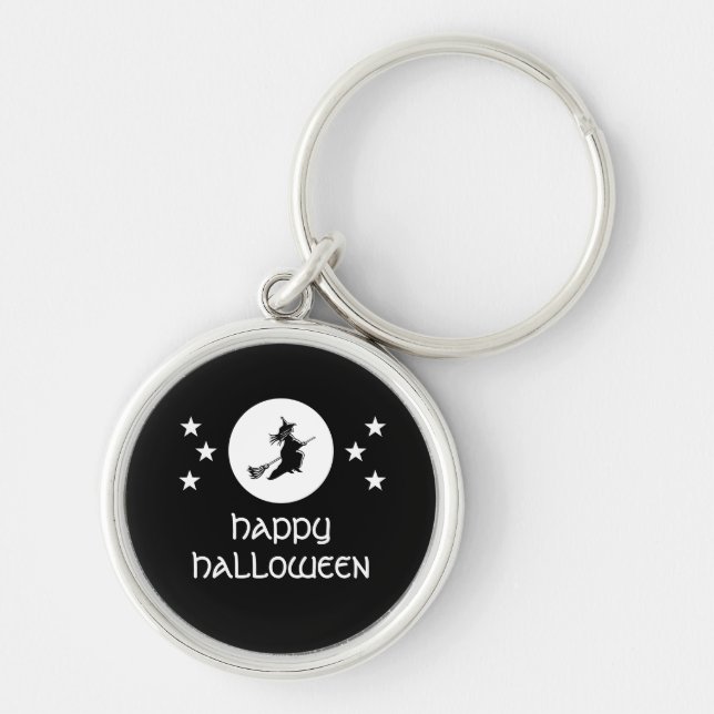Bewitching Halloween Premium Keychain, Black Key Ring (Front)