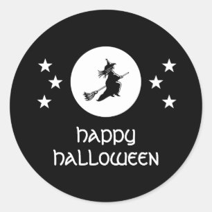 Bewitching Halloween Stickers, Black Classic Round Sticker