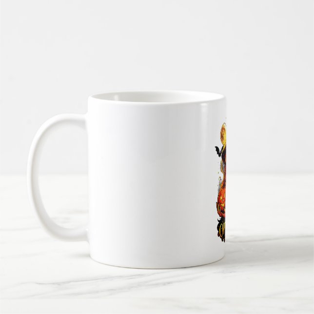 Bewitching Halloween Witch & Jack-O'-Lantern Glow Coffee Mug (Left)