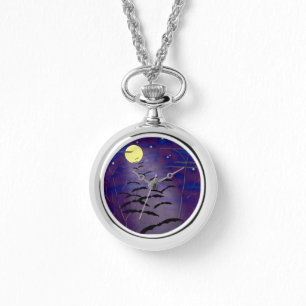 Bewitching Hour with Full Yellow Moon and Bats Watch