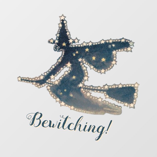 Bewitching Starry Night Flying Witch Window Cling (Sheet)