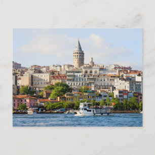 Beyoglu District and Galata Tower in Istanbul Postcard
