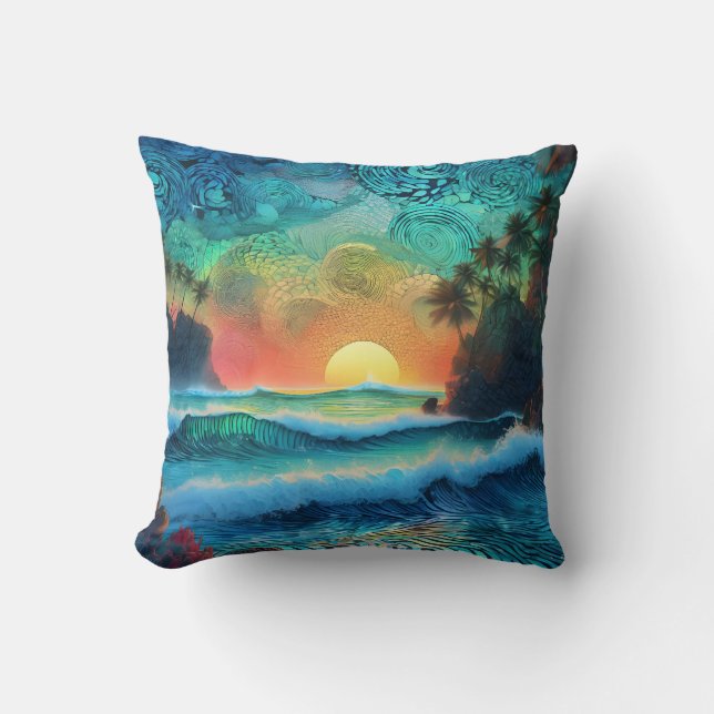 Beyond Blues Seascape Cushion (Front)