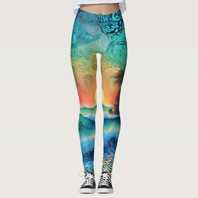 Beyond Blues Seascape Leggings (Front)