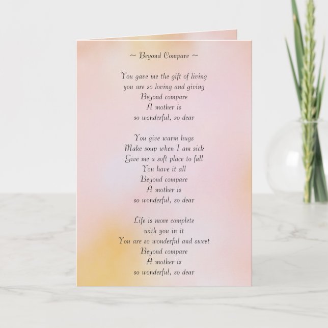 Beyond Compare Poem Card (Front)